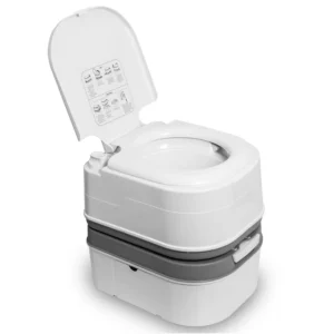Portable Toilet Camping Potty with Tissue Storage 5.8 Gallon Indoor Outdoor RV Toilet with Handle Pump Leak-Proof