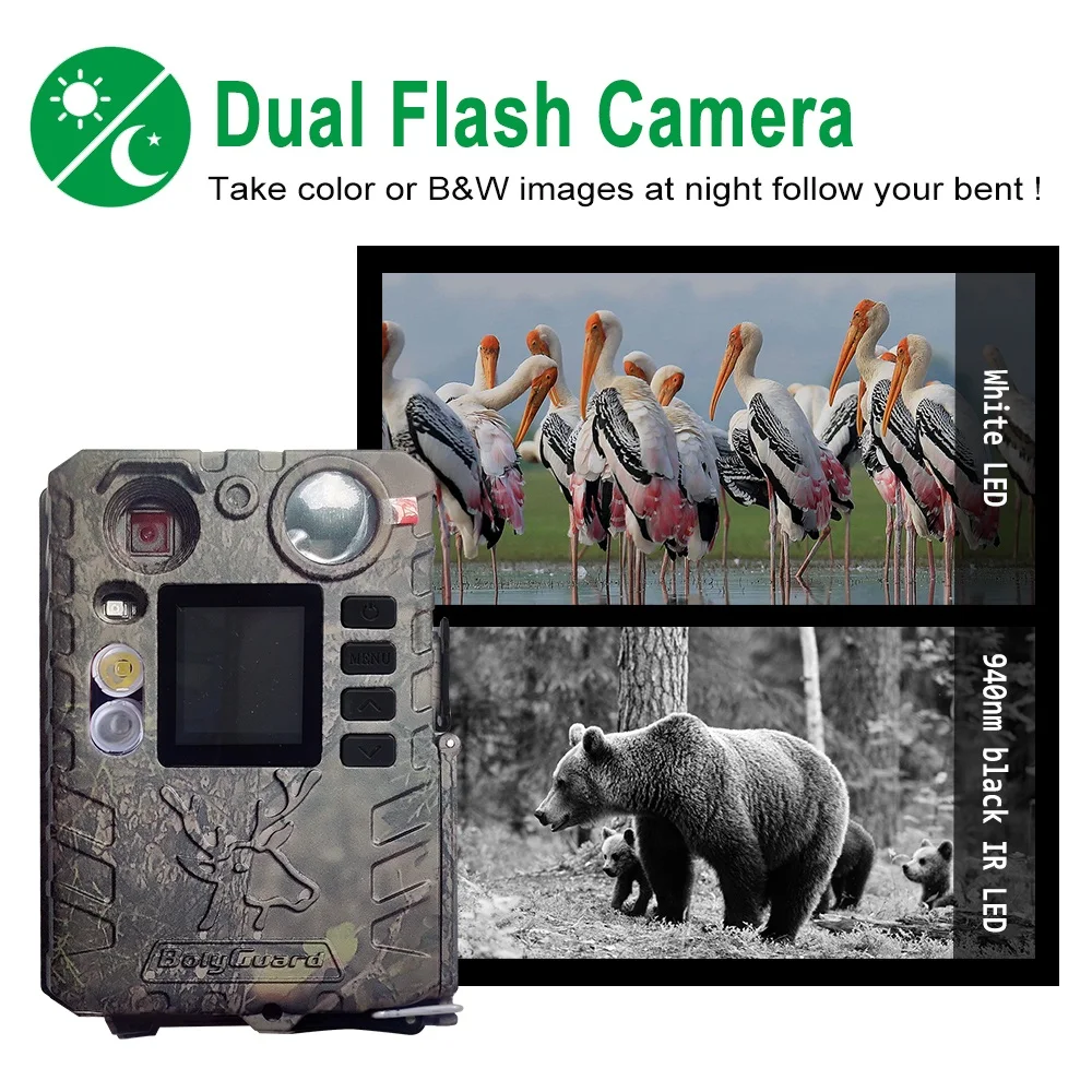 BolyGuard Trail Wildlife Camera BG410-D 33MP 2.7K HD Hunting Game Cam+Dual Flash 940nm and White LED Night Vision Support Solar - Image 2