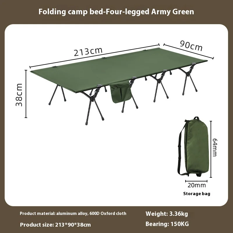 Lohascamping 90cm widen Camping cot Ultralight Portable High-low dual-purpose folding Bed Backpacking Travel hiking Sleeping Cot - Image 12
