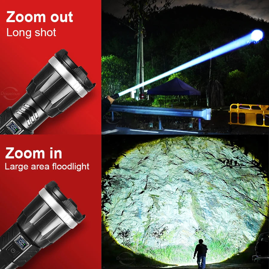 19000000LM Super Powerful Flashlight Built-in 3*18650 High Power Torch Rechargeable LED Light Big Aperture Camping COB Lantern - Image 3