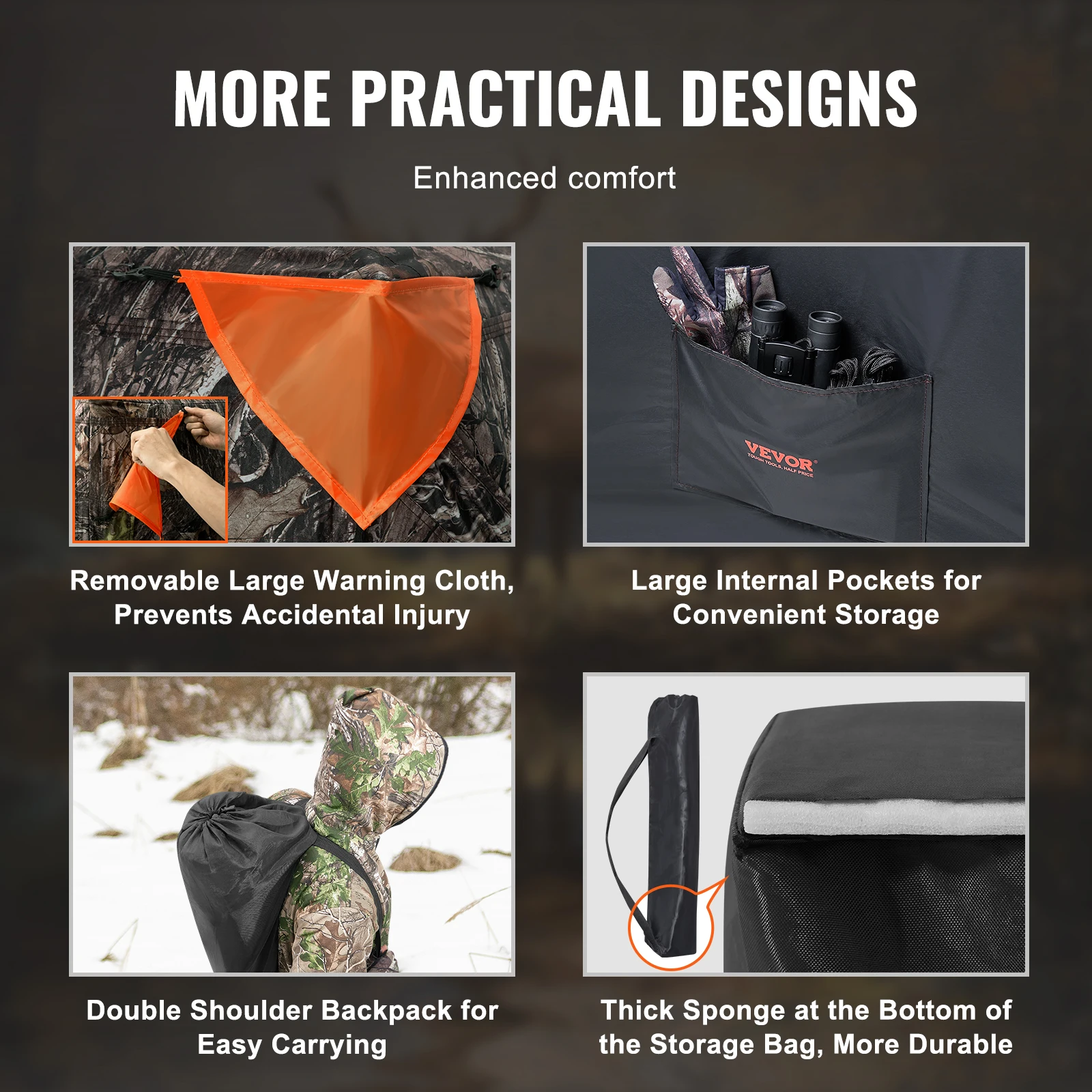 SucceBuy Hunting Blind 270° See Through Ground Blind 2-3 Person Pop Up Deer Blind for Hunting with Carrying Bag, Portable Tent - Image 5