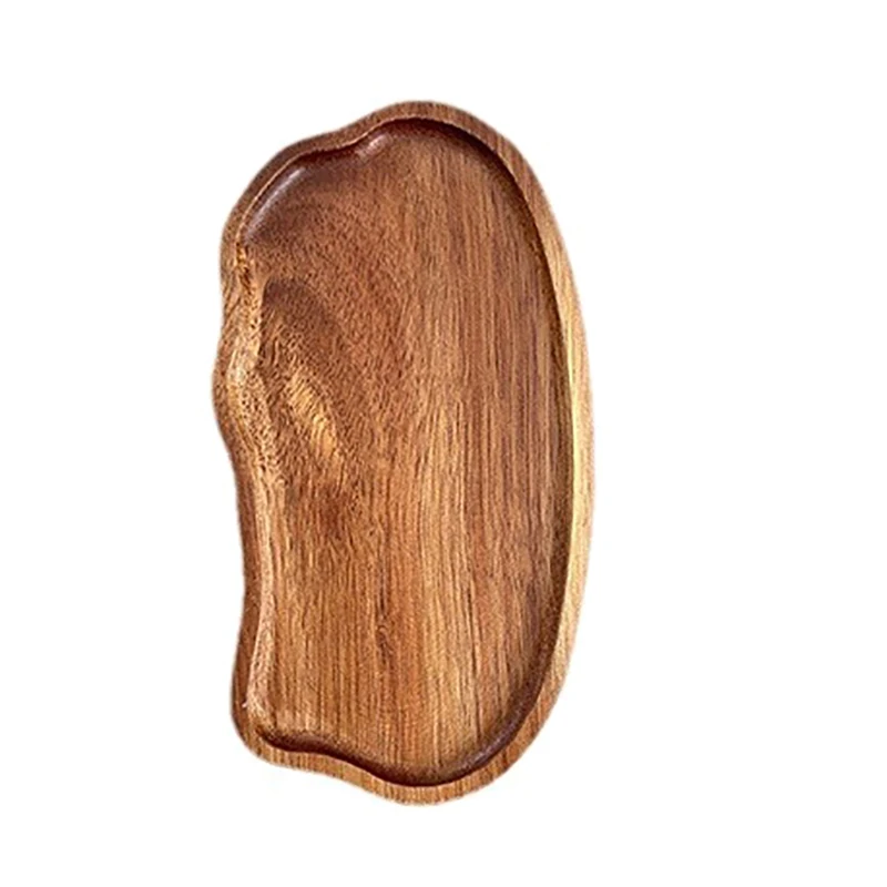 1PC Wooden Serving Trays Oval Wood Tray Platters for Serving Food Dishes Dinner Plates Solid Wood Round Dessert Plate - Image 9