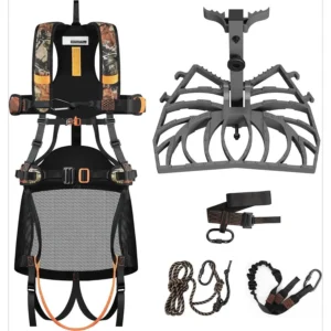 Complete Tree Saddle Hunting System, Hunting Saddle Kit with Aluminum Tree Saddle Platform, Tree Saddle Safety Harness,