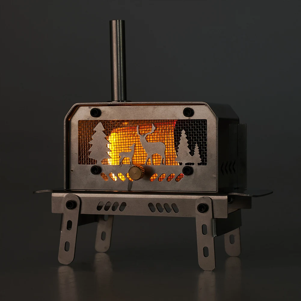 Outdoor Firewood Stove with Chimney Wood Burning Stove Stainless Steel Camping Wood Stove for Backpacking Fishing - Image 3