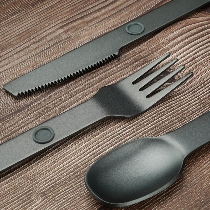 3-In-1 Camping Utensils Set Hot Sale Connect Magnetic Cutter Fork Spoon Flatware Camping Cutlery Travel Carry Kits Parts - Image 2