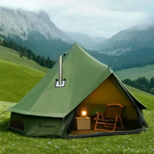 Family Outdoor Canvas Bell Yurt Tent with Stove Jack, Waterproof Luxury 4 Season Cotton Tents for Camping, Hunting, Parties, and