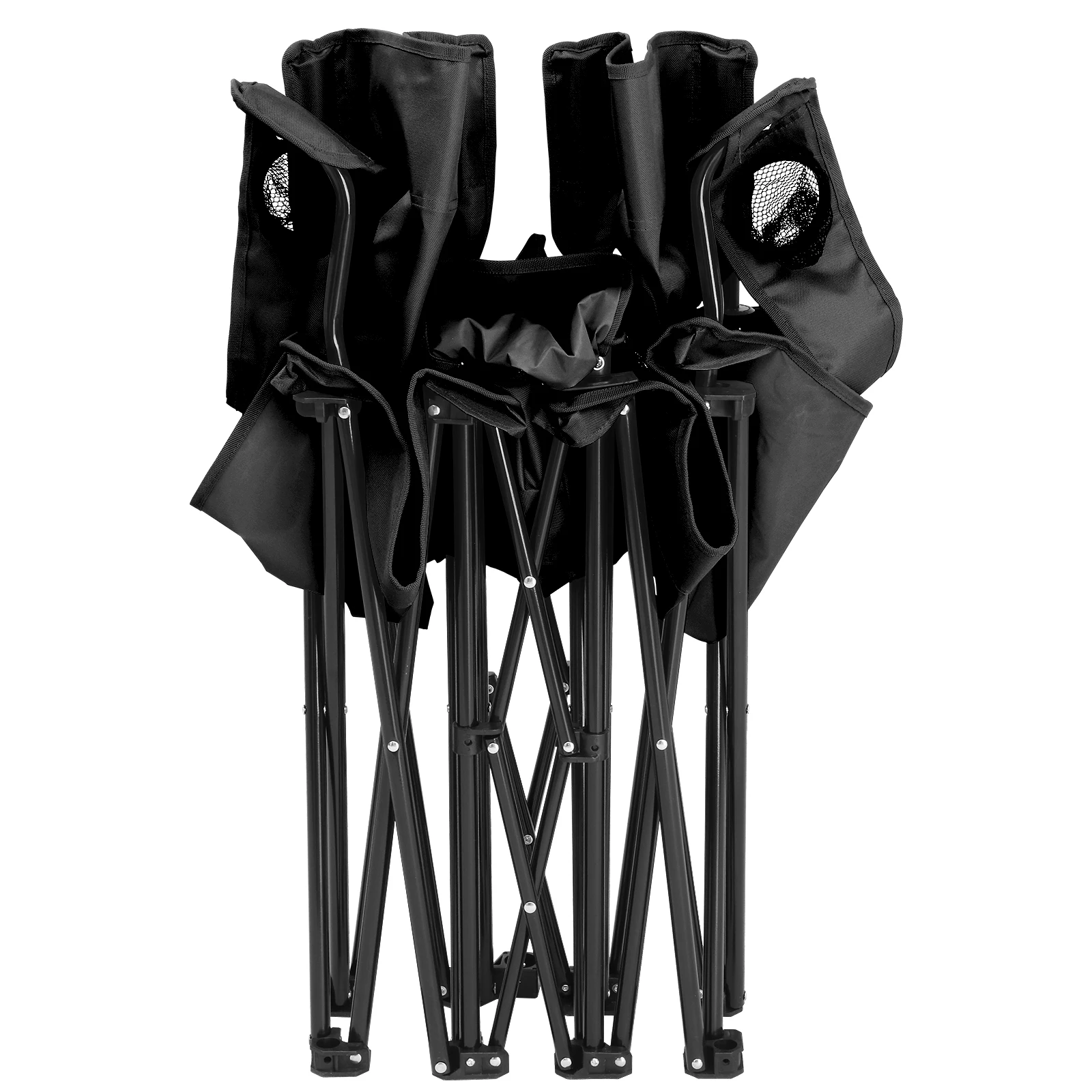 59*19.6*31in Portable Outdoor 2-Seat Folding Chair with Removable Sun Umbrella Black - Image 2