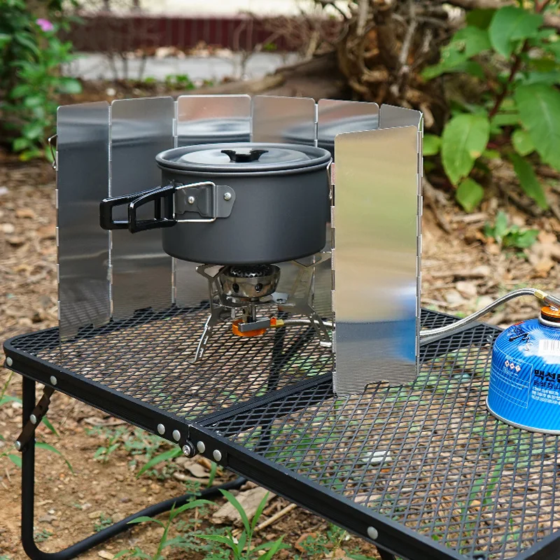 8/9/10 Plates Gas Stove Wind Shield Outdoor Camping Picnic Cooking Burner Windproof Screen Aluminum Alloy Wind Screen - Image 6