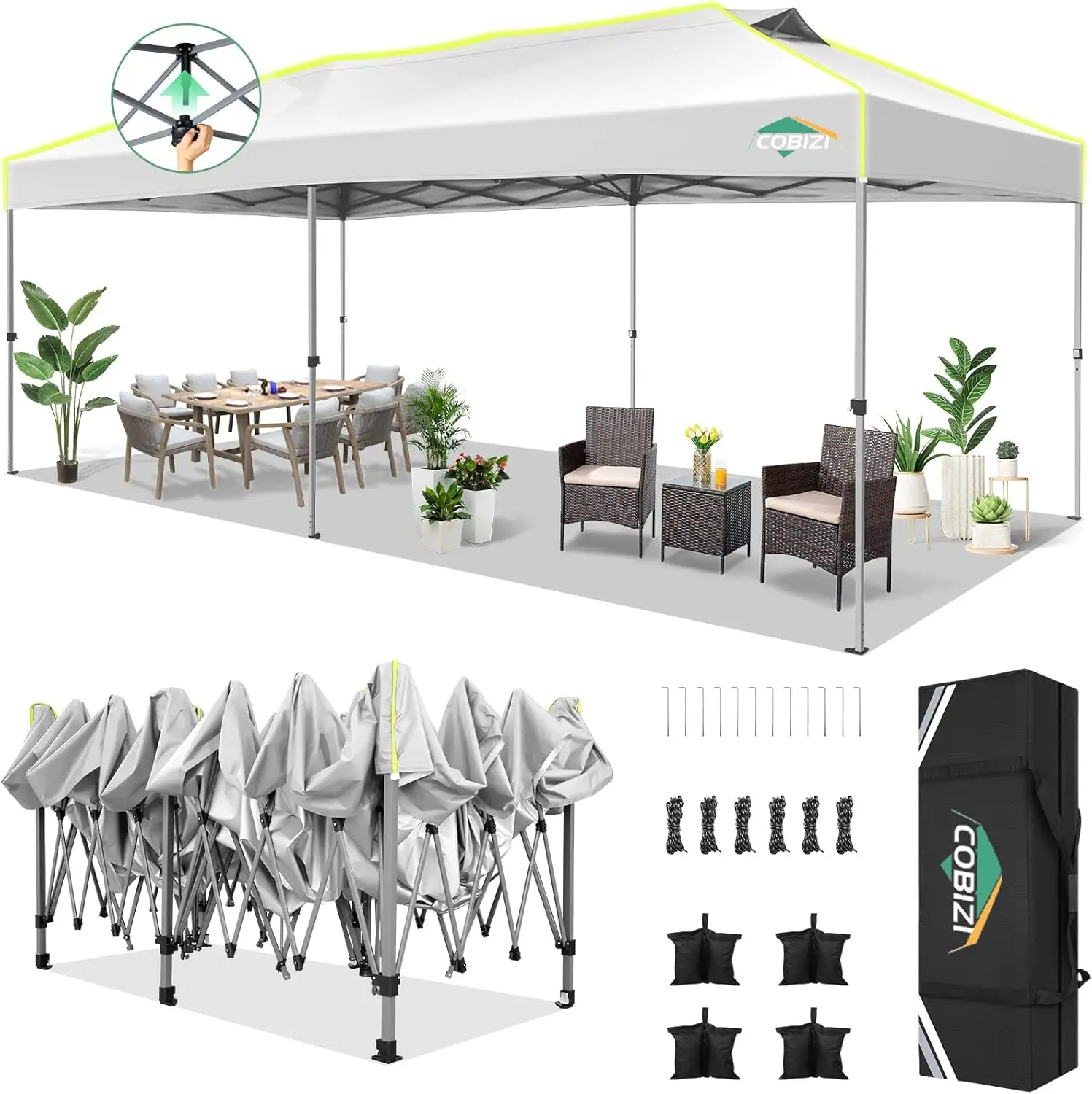 10x20 Pop Up Canopy Tent Without Removable Sidewalls, One Push Party Tent Outdoor Waterproof Event Canopy with Air Vent for Par - Image 4