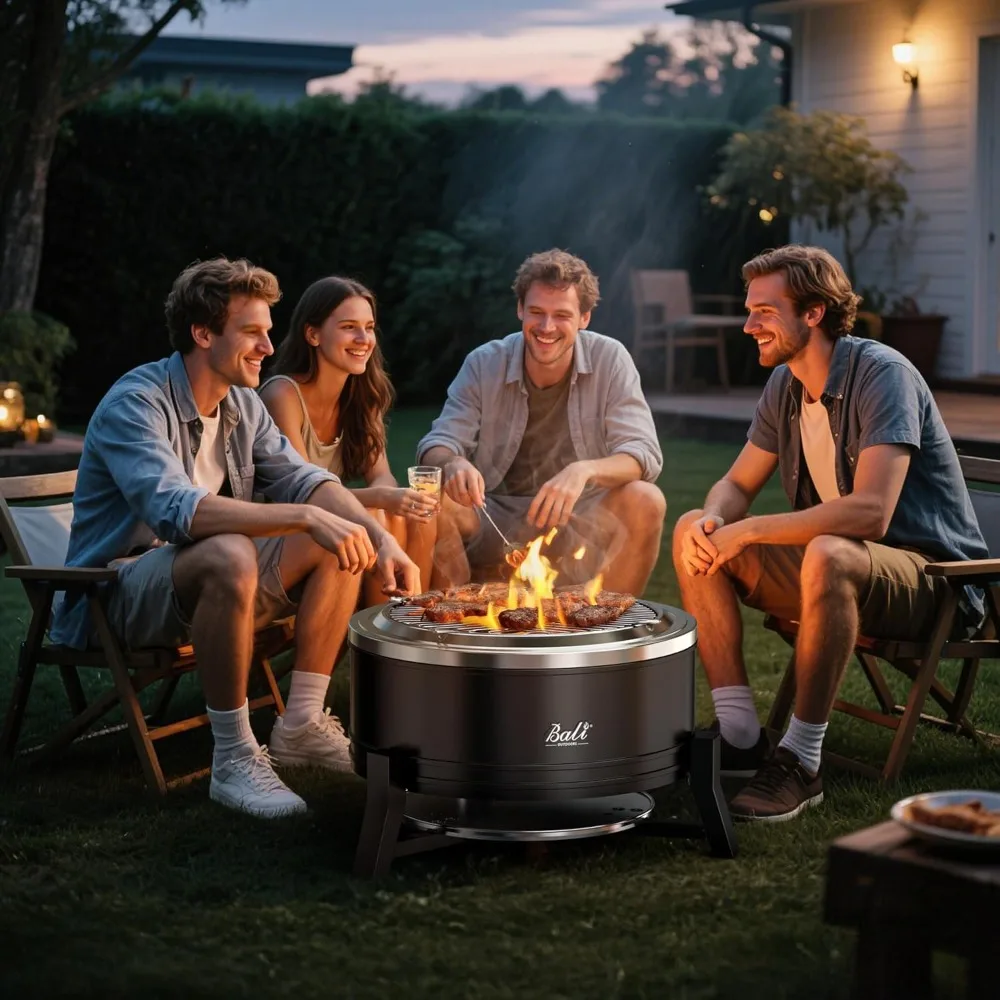 Wood Burning Portable Outdoor Fire Pit, 22 Inch Smokeless Patio Fire Pit with Ash Pan, Suitable for Patio and Garden Use - Image 2