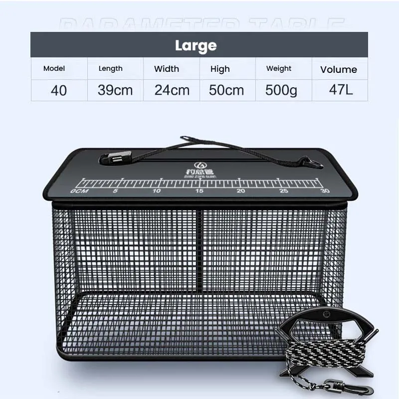 Santa King Floating Fish Basket Foldable Fishing Holder Minnow Bucket Portable Collapsible Fishing Net Storage Cage - Image 10