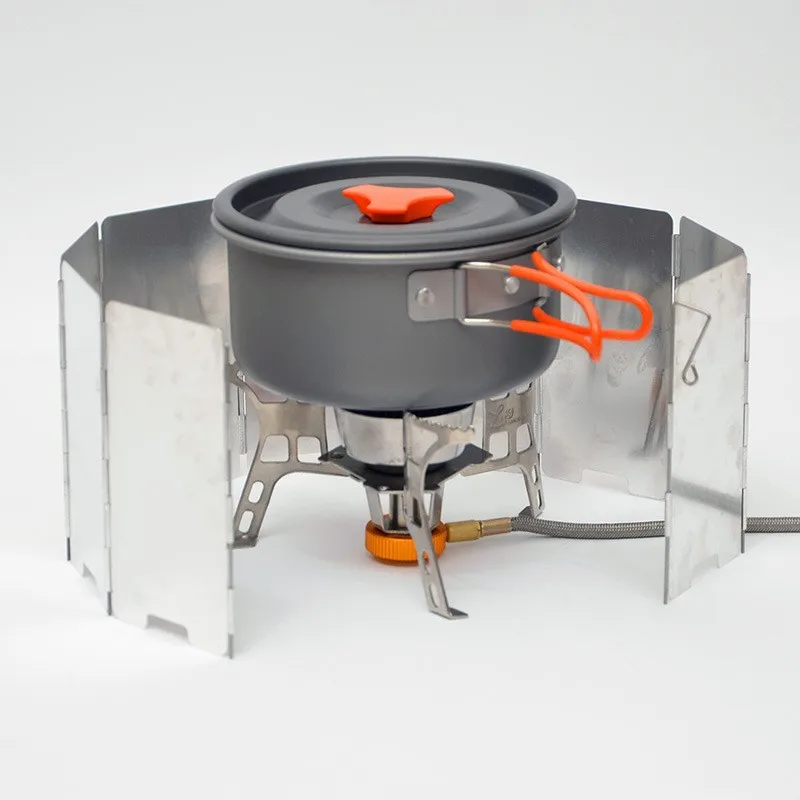 8/9/10 Plates Gas Stove Wind Shield Outdoor Camping Picnic Cooking Burner Windproof Screen Aluminum Alloy Wind Screen - Image 9