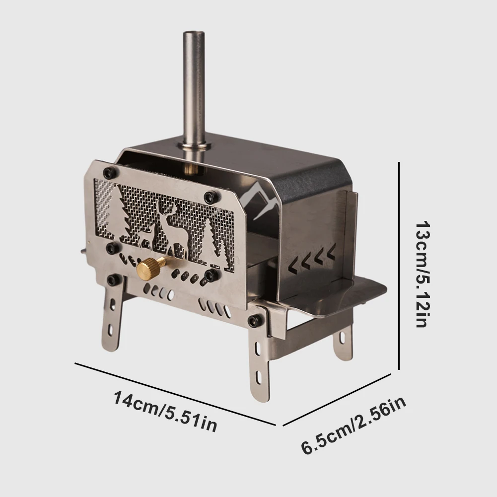 Outdoor Firewood Stove with Chimney Wood Burning Stove Stainless Steel Camping Wood Stove for Backpacking Fishing - Image 5