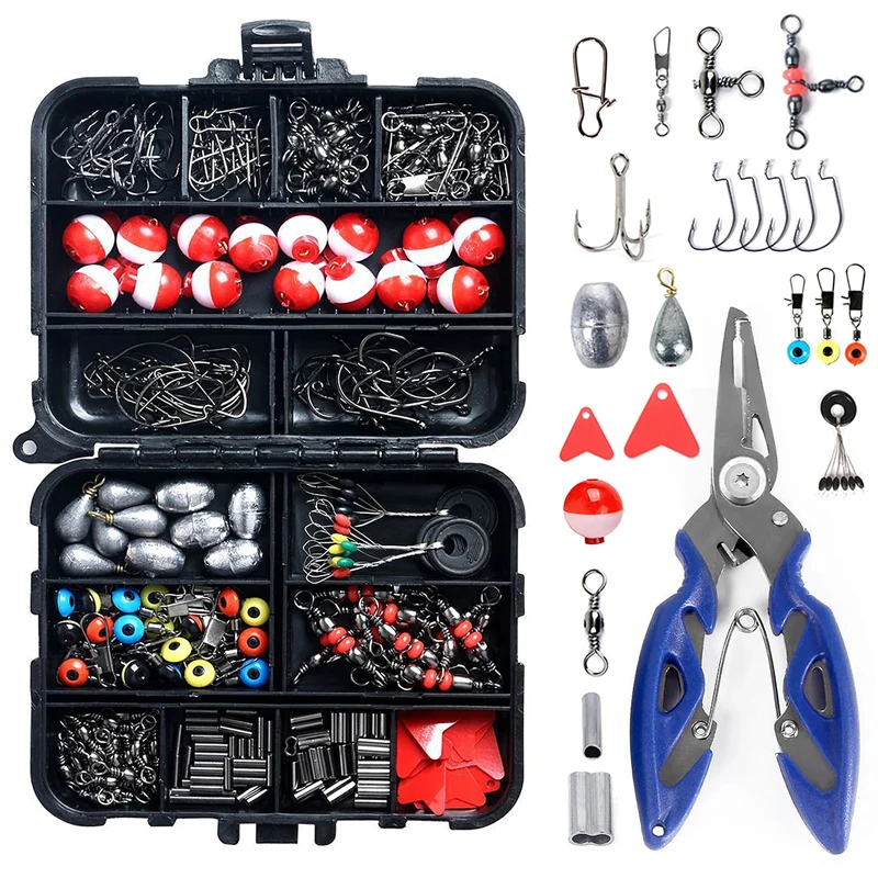 263pcs Outdoor Fishing Accessories Set With Tackle Box Including Plier Jig Hooks Sinker Weight Swivels Snaps Sinker Slides Kit - Image 7