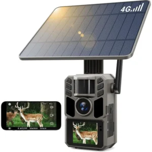 4G Solar Trail Camera with 48MP Photos, 4K Video, Night Vision, 7500mAh Battery for Wildlife Hunting and Scouting