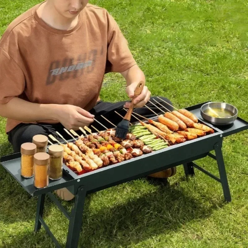 Household Barbecue Grill Stove Stainless Steel Outdoor Camping Folding Charcoal Stove Park Picnic Camp Cooking Supplies - Image 3