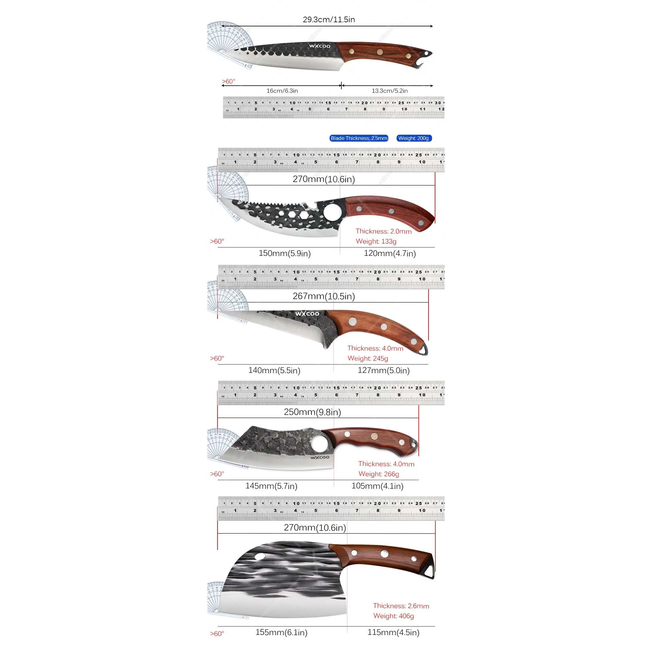 1PC 2PCS 3PCS 4PCS 5PCS Kitchen Chef Knife Set Professional Multipurpose Utility Knife Stainless Steel Vegetable Chopper Boning - Image 2