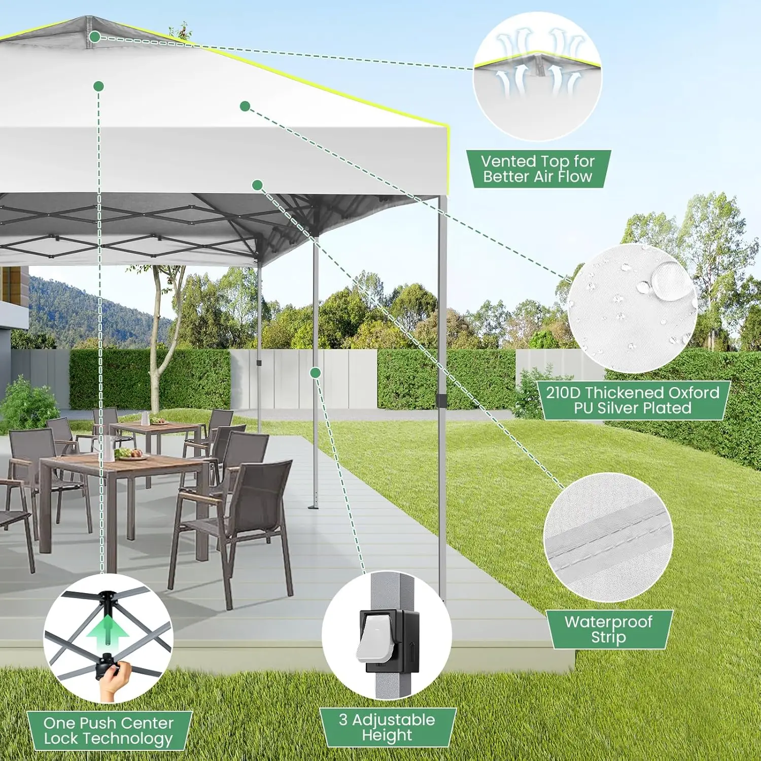 10x20 Pop Up Canopy Tent Without Removable Sidewalls, One Push Party Tent Outdoor Waterproof Event Canopy with Air Vent for Par - Image 6