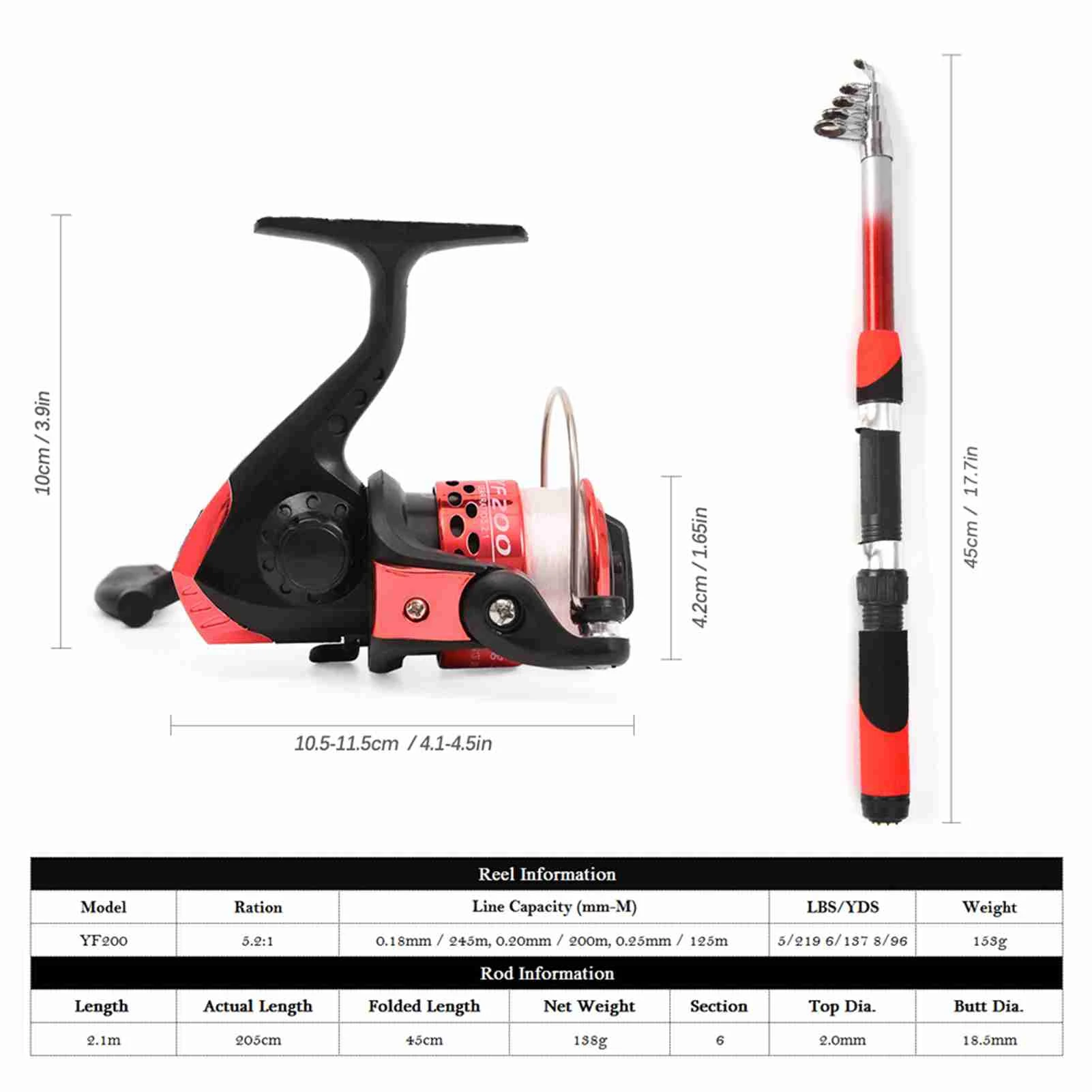 Fishing Pole Combo Set 2.1m Portable Telescopic Fishing Rod and Reel Complete Kit fishing rod reel combo with carry case - Image 3
