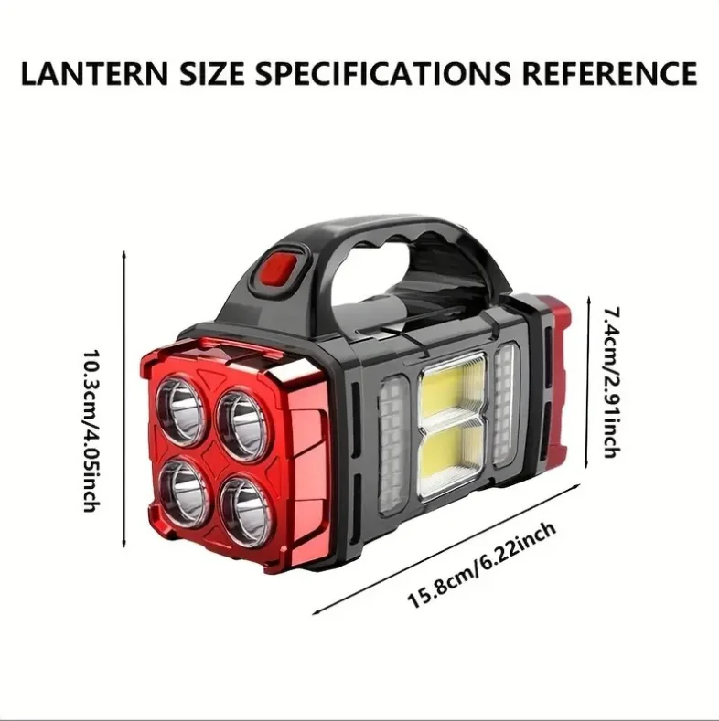 LED Flashlight USB+Solar Rechargeable Flashlight COB Outdoor Camping Torch Portable Searchlight Power Bank for Fishing Outdoor - Image 8