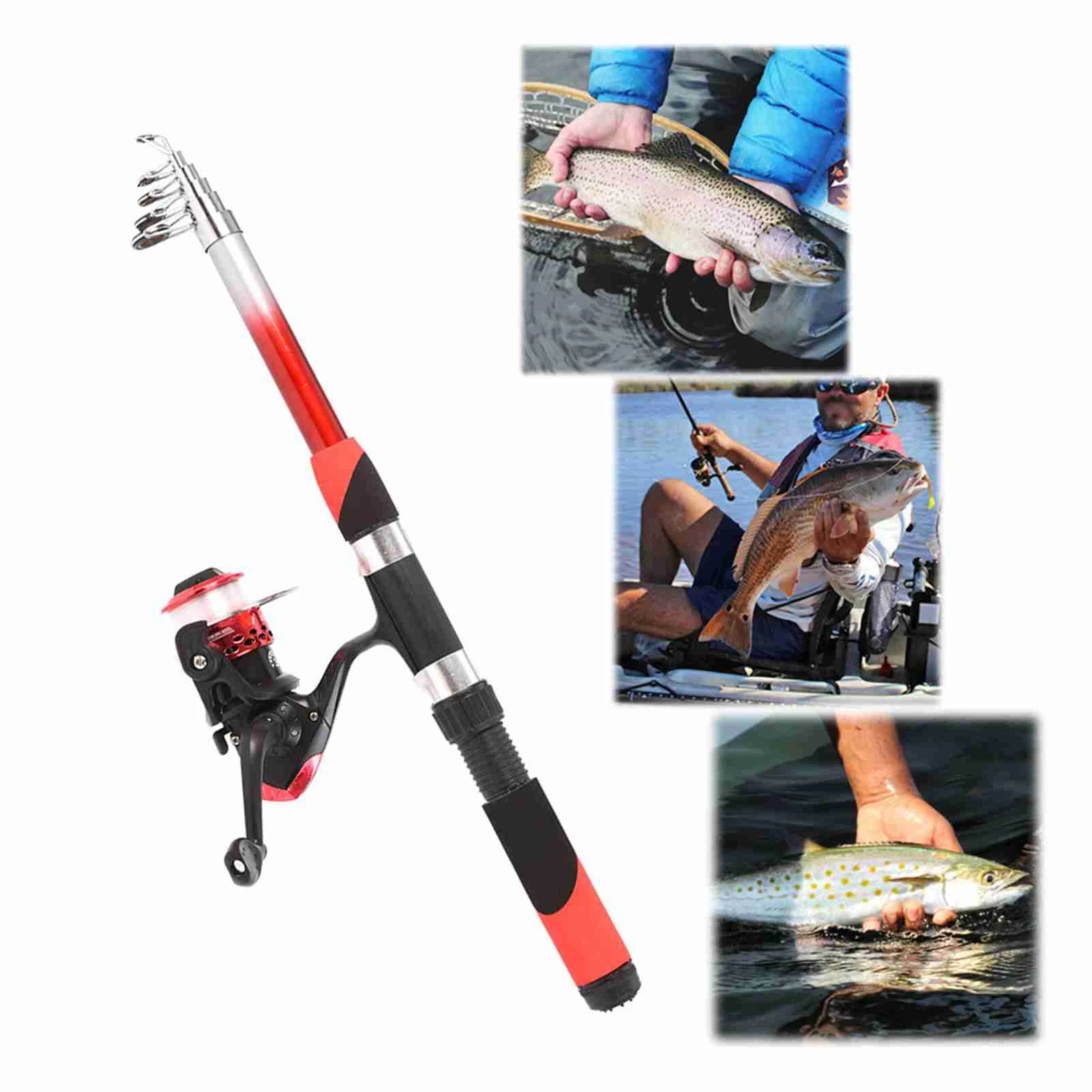 Fishing Pole Combo Set 2.1m Portable Telescopic Fishing Rod and Reel Complete Kit fishing rod reel combo with carry case - Image 2