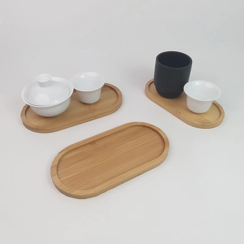 1PC Wooden Serving Trays Oval Wood Tray Platters for Serving Food Dishes Dinner Plates Solid Wood Round Dessert Plate - Image 3