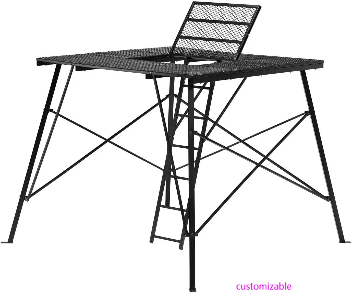 65" L x 65" W x 5' H Ground Blind Platform - Durable Powder-Coated Steel Outdoor Hunting Trap Door Universal Platform
