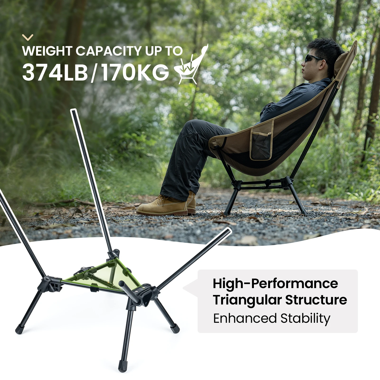 OneTigris Portable Tigerblade Camping Chairs Outdoor High Back Chair For Fishing Trekking BBQ Parties Gardening Indoor Use - Image 3