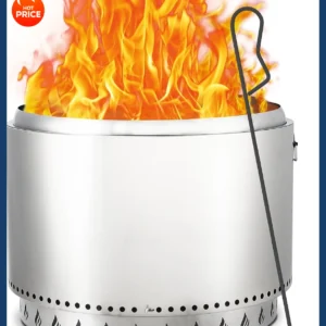 [Limited Time Offer!]27" Smokeless Fire Pit with Air Switch, Wood Burning Portable Stainless Steel Outdoor Firepit with Fixed St