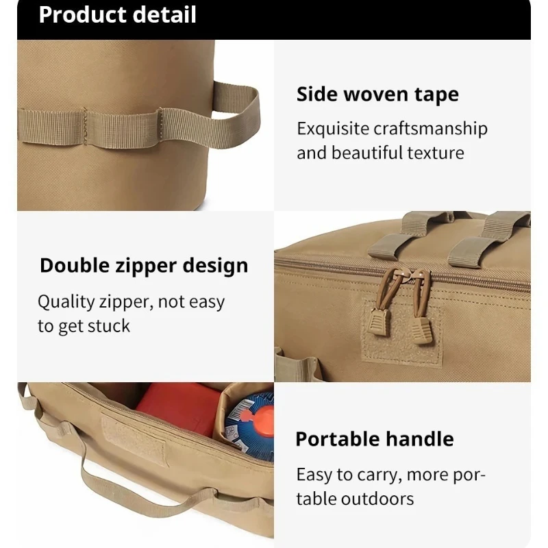 Outdoor Camping Gas Tank Storage Bag Large Capacity Ground Nail Tool Bag Gas Canister Picnic Cookware Utensils Kit Bag - Image 5