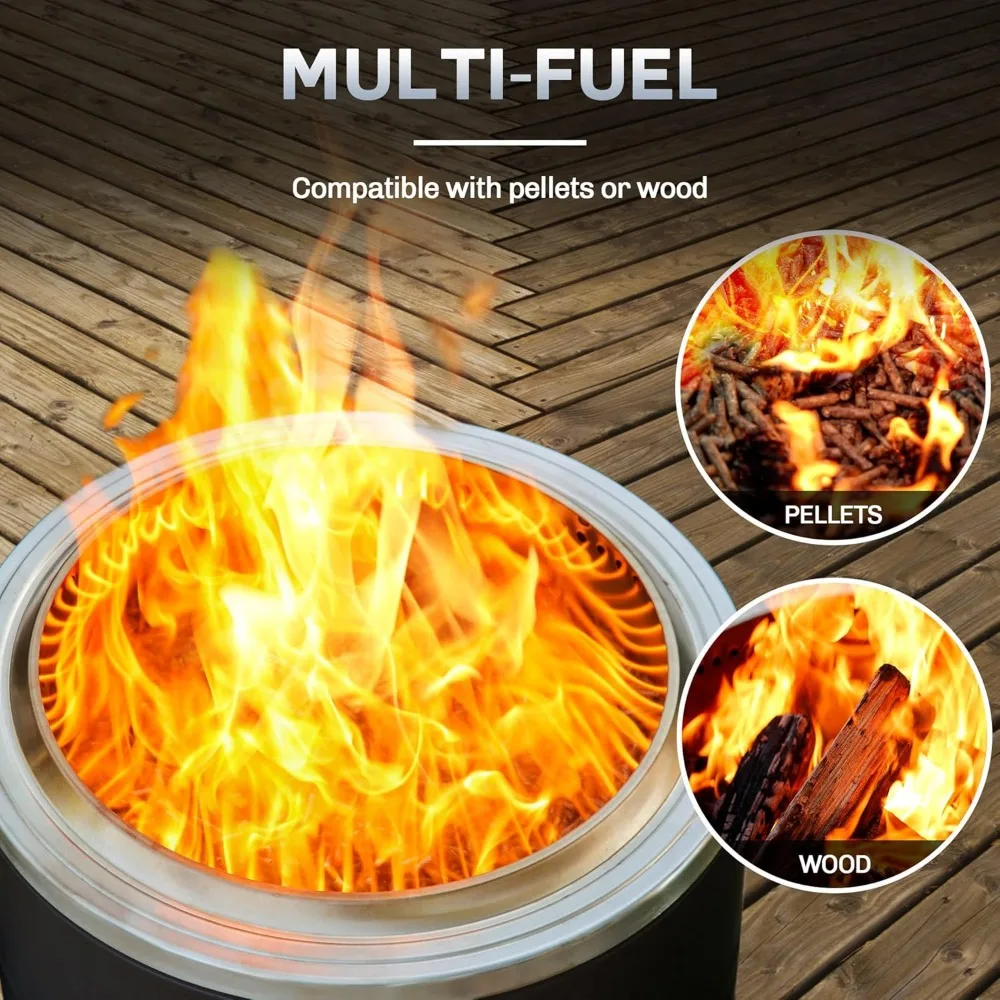 Wood Burning Portable Outdoor Fire Pit, 22 Inch Smokeless Patio Fire Pit with Ash Pan, Suitable for Patio and Garden Use - Image 3