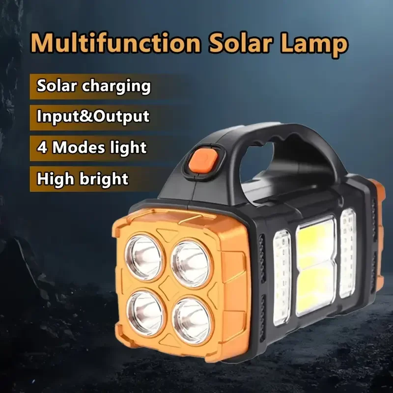 LED Flashlight USB+Solar Rechargeable Flashlight COB Outdoor Camping Torch Portable Searchlight Power Bank for Fishing Outdoor - Image 2