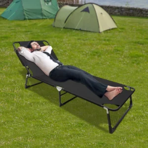 Black Extra Wide Portable Folding Camping Cot for Outdoor, Travel, Home & Guest Use - 4-Position Adjustable, 265 Lbs Capacity