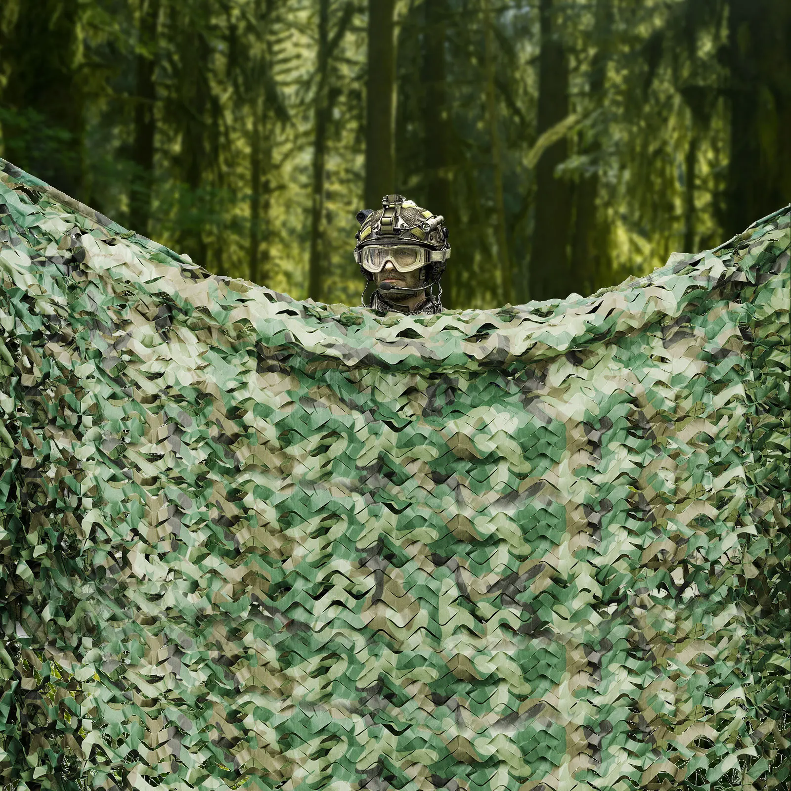 Camouflage Net 8x8m 210D Oxford Polyester Woodland Waterproof Foldable Hunting Camping Military Camo Outdoor Net - Image 4