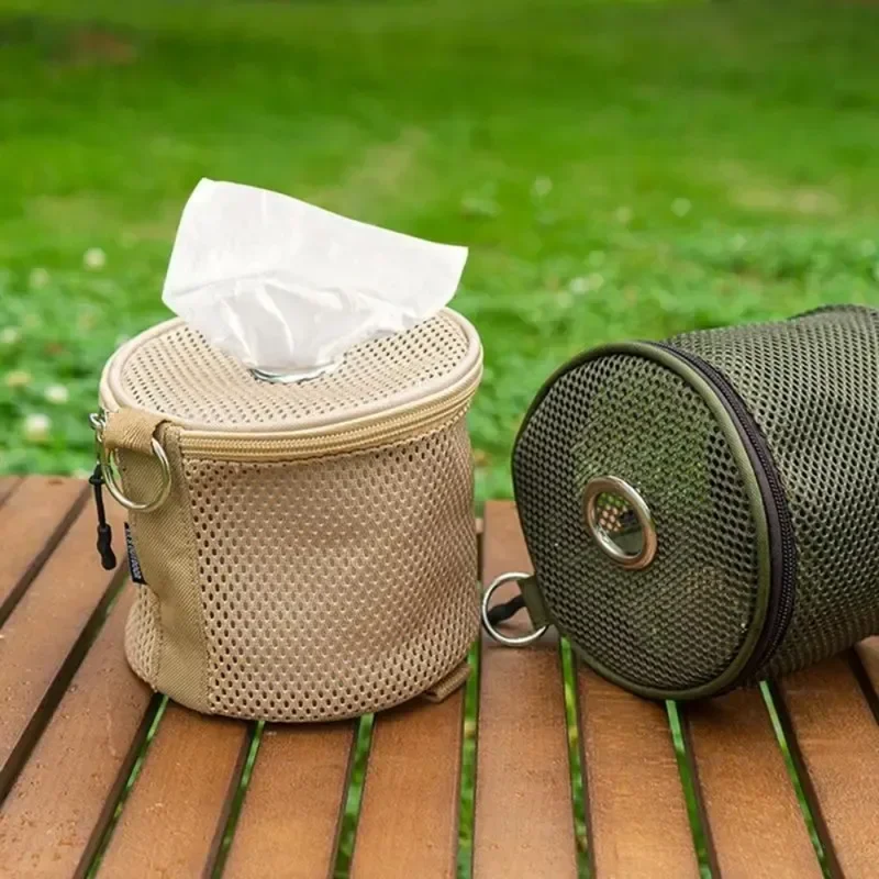 Outdoor camping tissue case roll paper storage bag with hook portable tissue holder tent hanging napkin holder camping supplies - Image 2