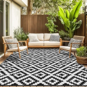 152x244CM Outdoor Rug for Patio Waterproof Anti-slip Plastic Straw Garden Mat Carpet UV Resistant Rugs for Camping Beach Picnic