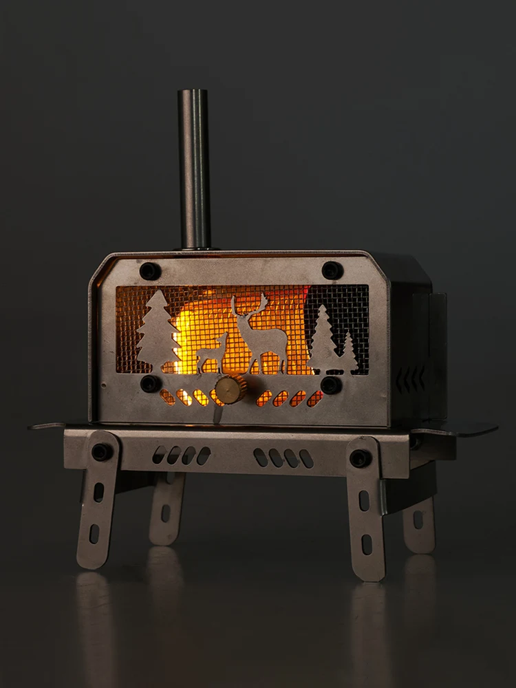 Outdoor Firewood Stove with Chimney Wood Burning Stove Stainless Steel Camping Wood Stove for Backpacking Fishing - Image 4