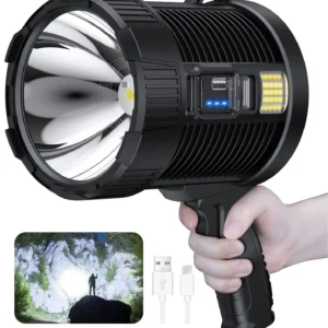 Rechargeable Spotlight 900000 Lumens Led Spot Lights Handheld Large Flashlight Super Bright Outdoor Solar Spotlights Searchlight