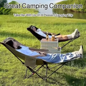 Portable Folding Chair Folding Recliner Curved Headrest Comfort Experience Easy Storage Lunch Foldable Recliner With Leg Rests