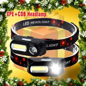 Hands-Free Mini COB Headlamp,Powerful LED Headlight,Waterproof Head Torch,Gift for Xmas Fishing Camping Running Cycling Work