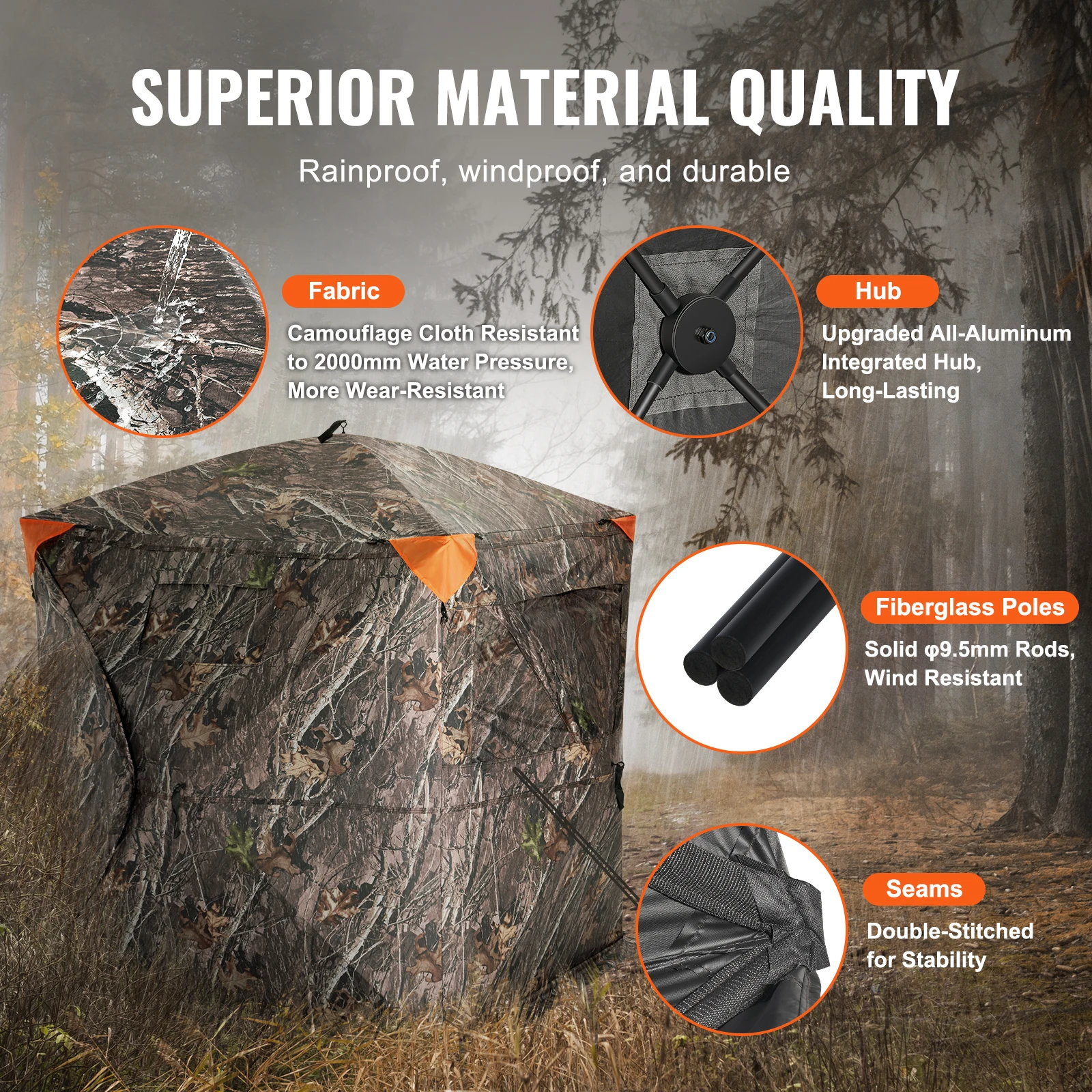 SucceBuy Hunting Blind 270° See Through Ground Blind 2-3 Person Pop Up Deer Blind for Hunting with Carrying Bag, Portable Tent - Image 4
