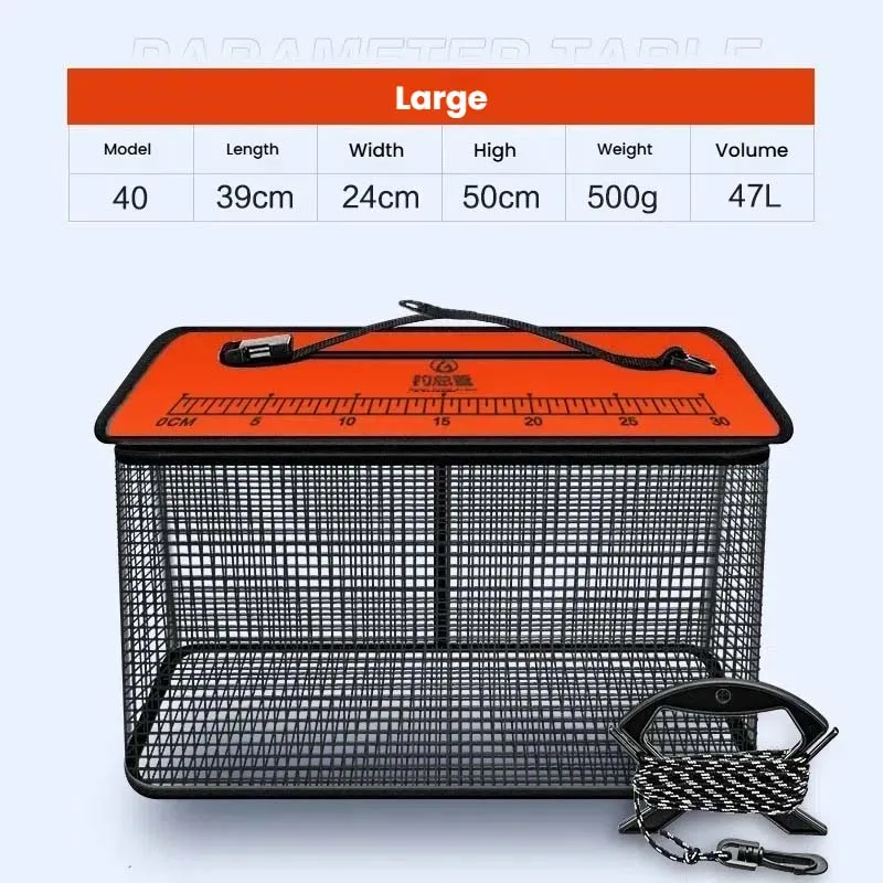 Santa King Floating Fish Basket Foldable Fishing Holder Minnow Bucket Portable Collapsible Fishing Net Storage Cage - Image 9