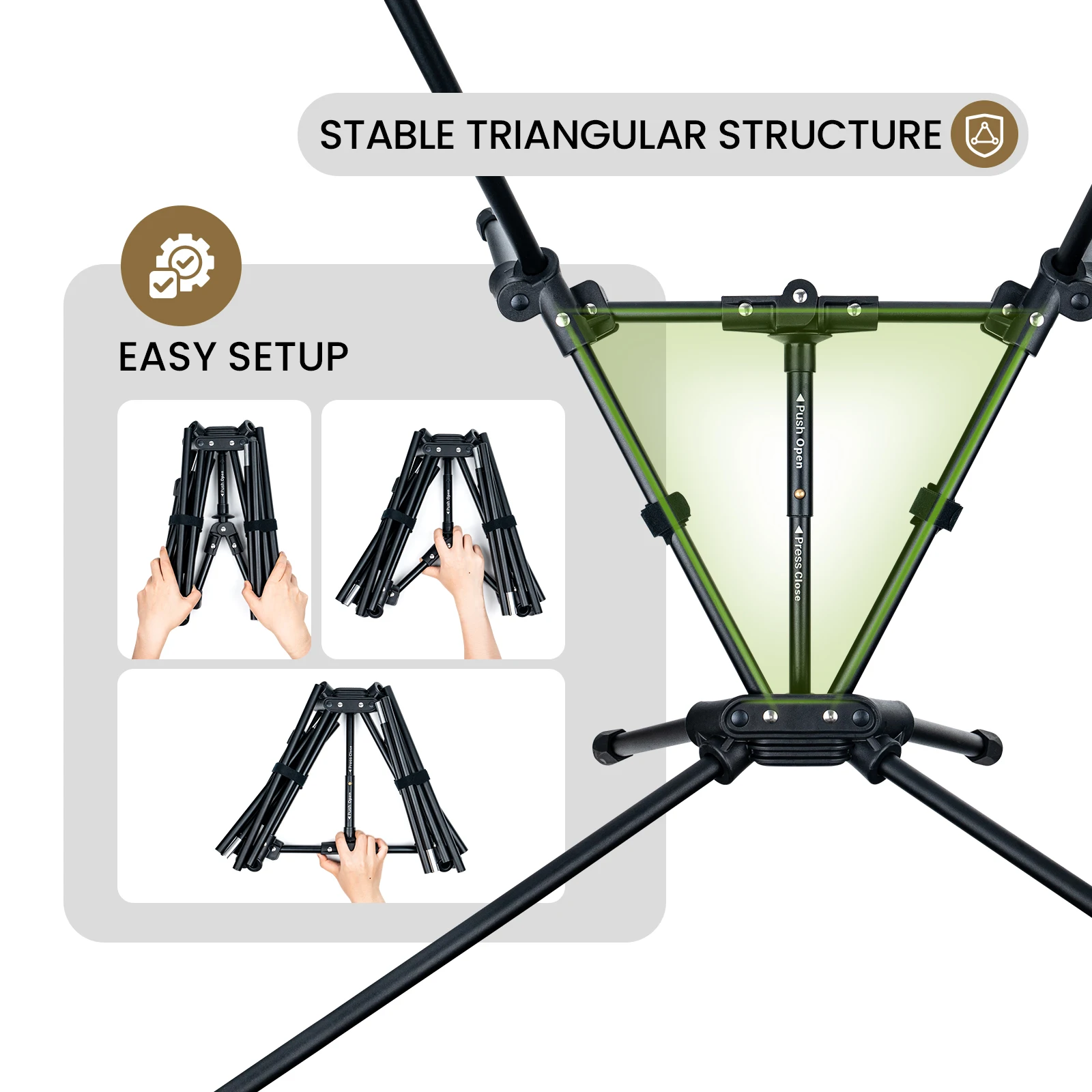 OneTigris Portable Tigerblade Camping Chairs Outdoor High Back Chair For Fishing Trekking BBQ Parties Gardening Indoor Use - Image 4