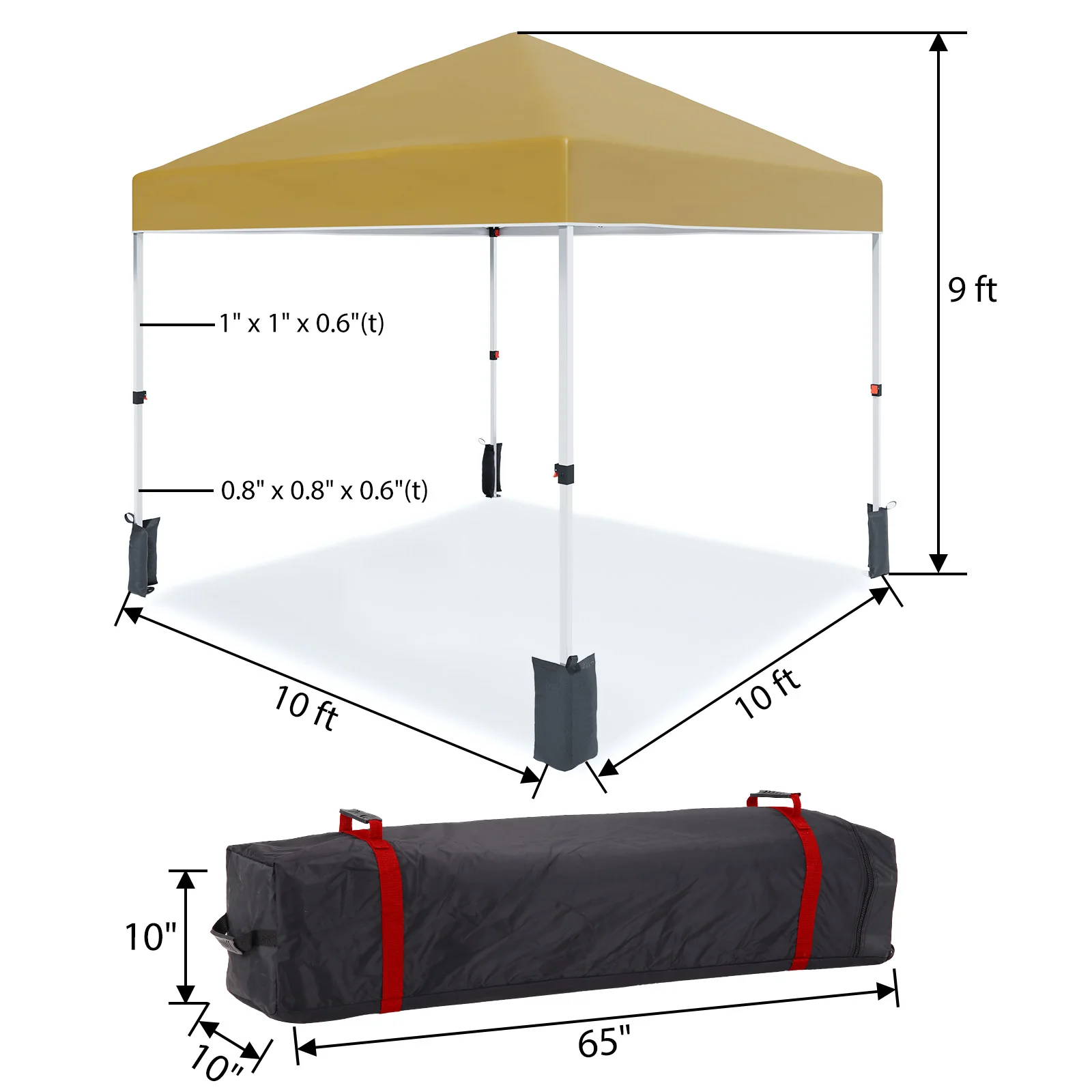 10x10ft Center Locking Canopy Tent, Portable Outdoor Canopy Tent, Height Adjustable Straight Legs, Waterproof and UV Protection - Image 6