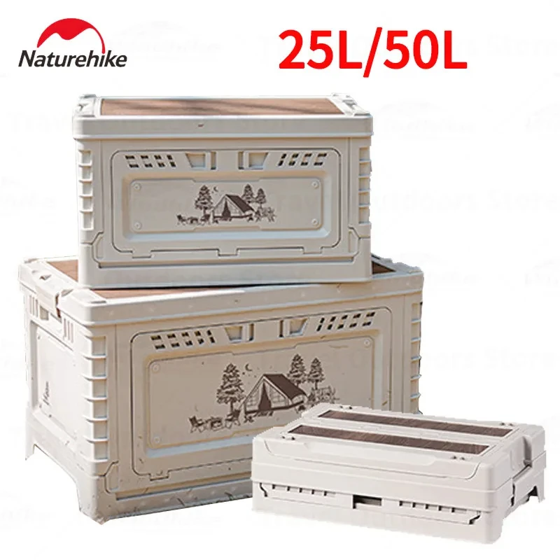 Naturehike Folding Camping Table Box 25L/50L Waterproof Storage Organizer Basket With Desktop Board Outdoor Indoor Portable - Image 2
