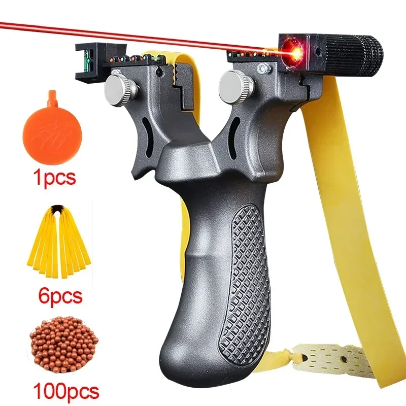 Laser Shooting Slingsshot Outdoor Hunting Flat Rubber Band Mud Ball Toy Aiming Slingshot Bag Storage Catapult Package - Image 9