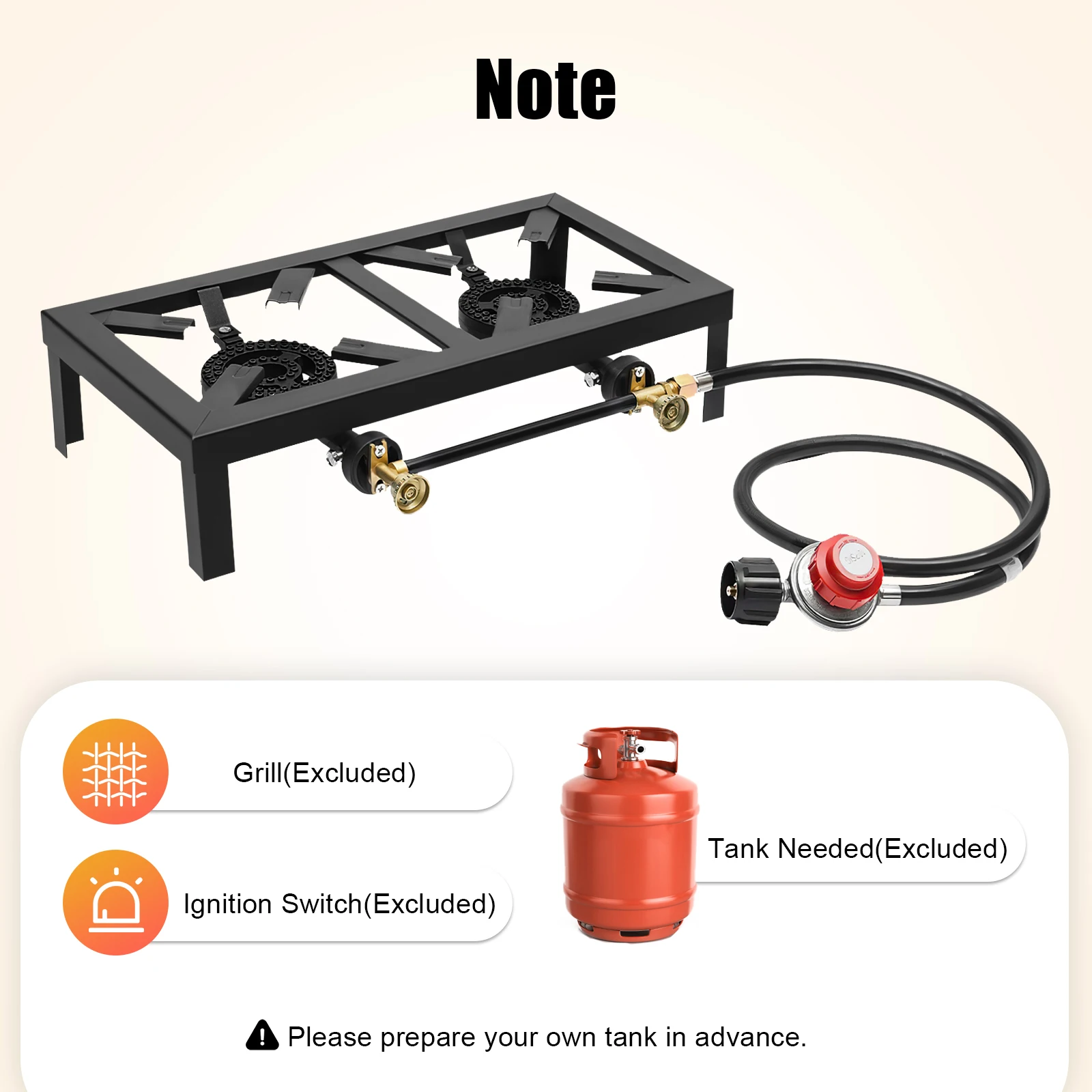 8000W Portable Double Burner Outdoor Gas Stove Propane Cooker with Adjustable 0-10Psi Regulator Hose for Patio Camping, BBQ - Image 6
