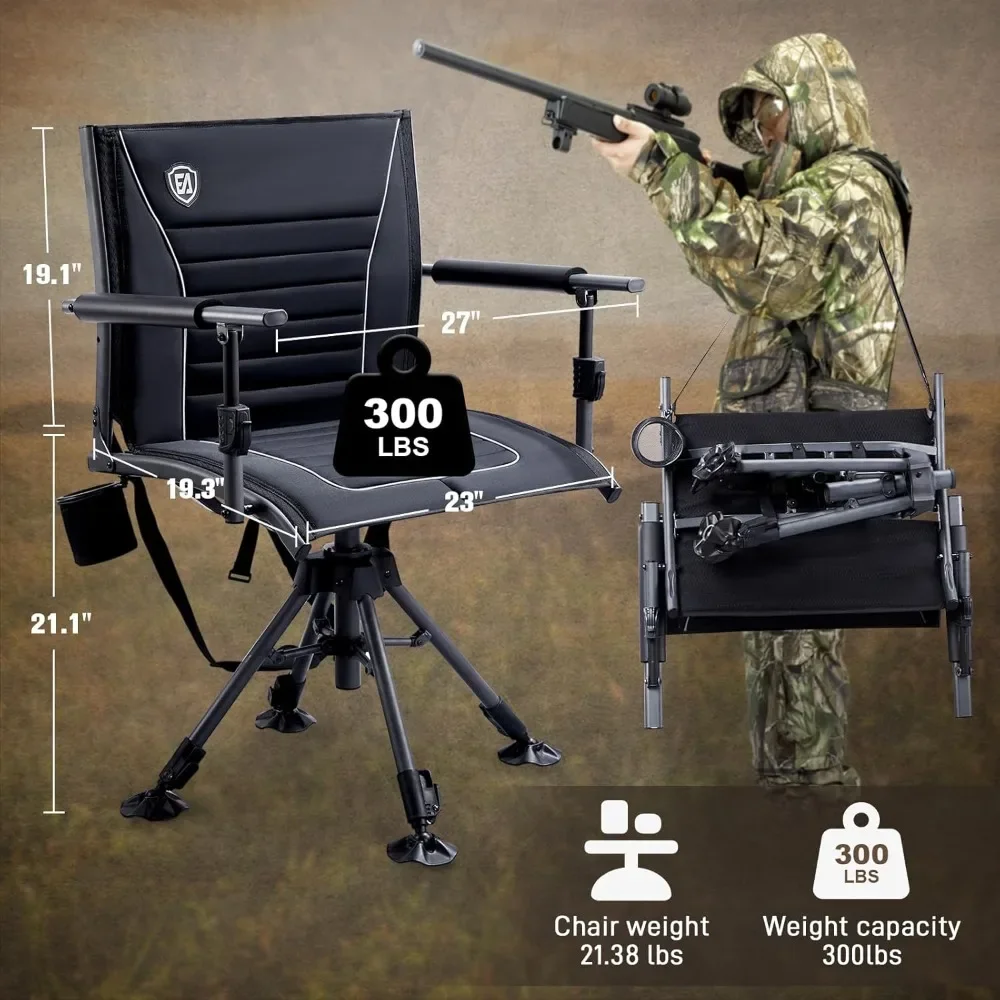 Customizable 360° Silent Swivel Hunting Chair for Blinds, Adjustable Folding Hunting Seats for Outdoor Activities, Fishing, Supp - Image 3