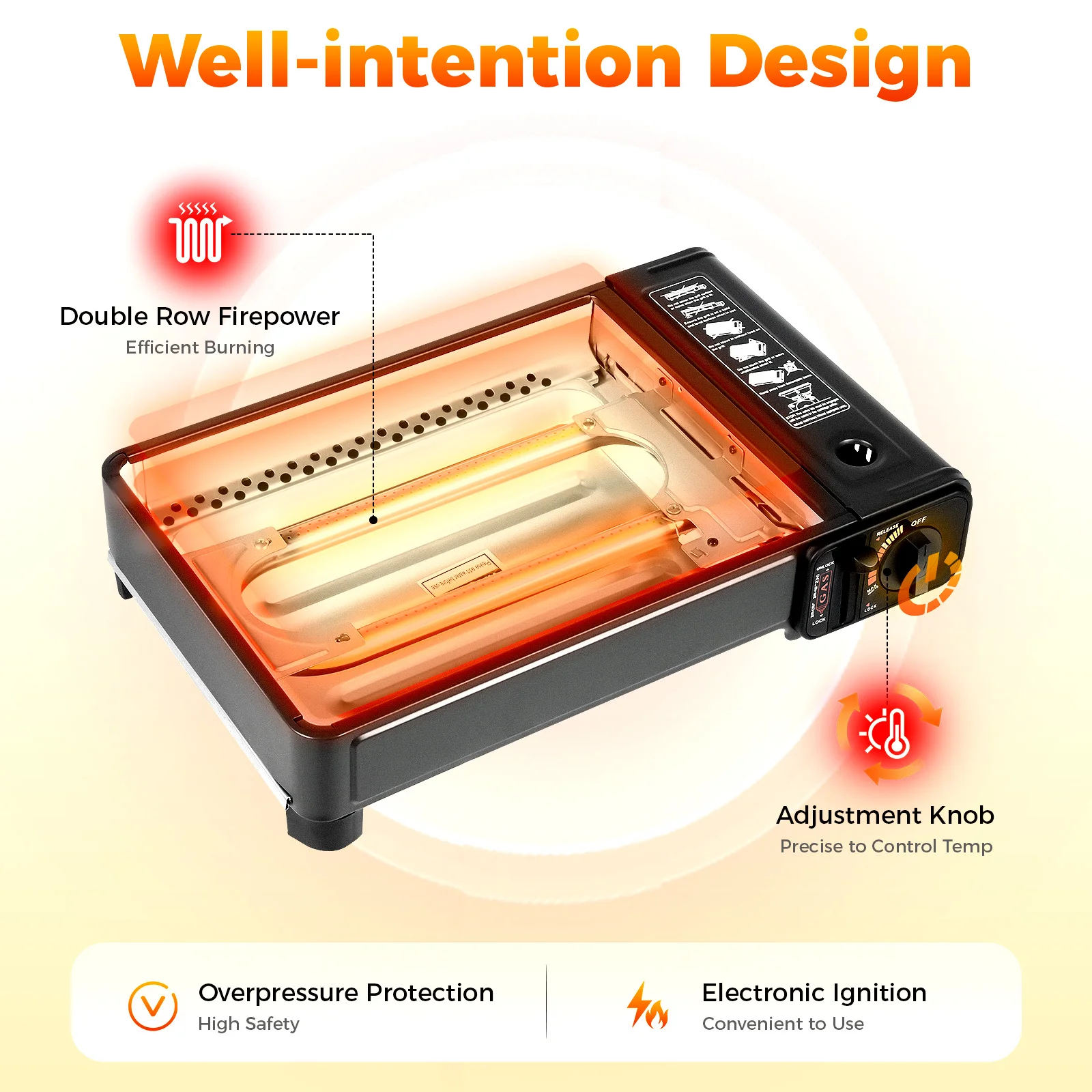Portable Camping Grill Gas Stove Butane Gas Stove For Camping, Traveling, Trekking 0.25-0.3mpa 41.5*28*11cm - Image 3
