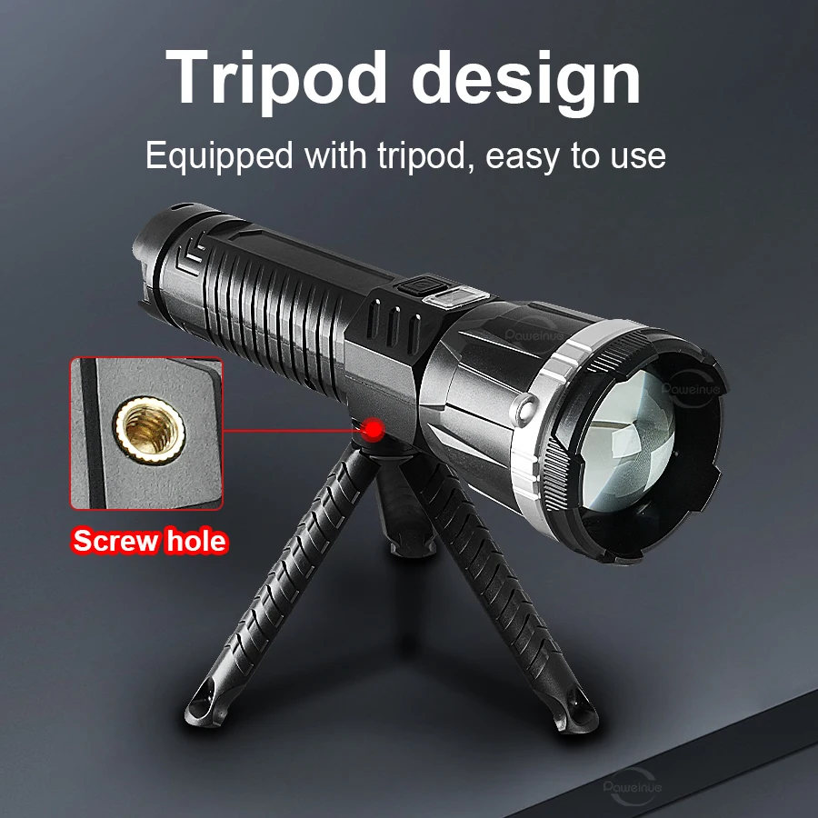 19000000LM Super Powerful Flashlight Built-in 3*18650 High Power Torch Rechargeable LED Light Big Aperture Camping COB Lantern - Image 4